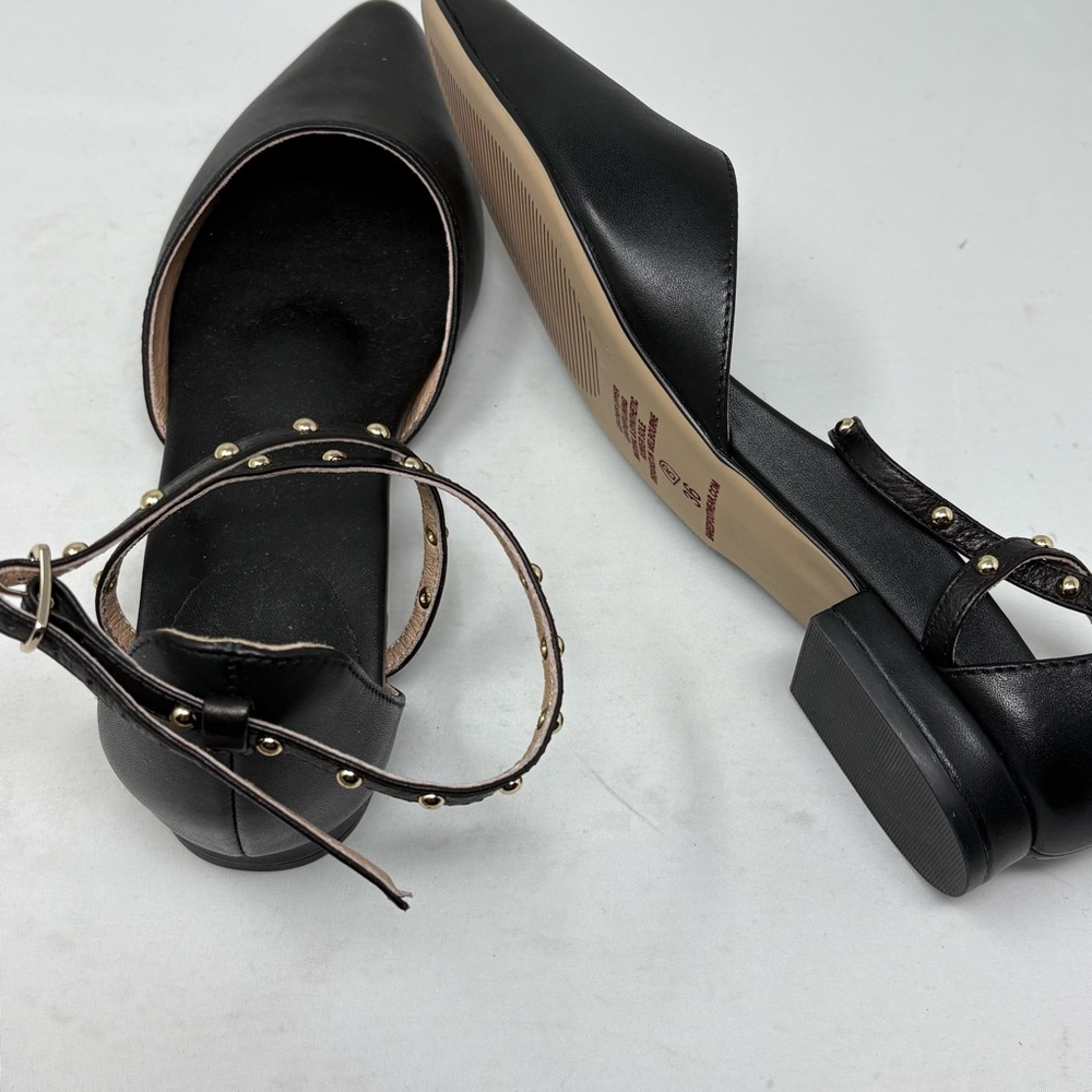 Bared Footwear Black Studded Leather Pointy Flats - Picture 3 of 4